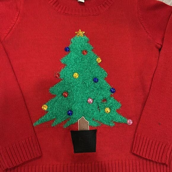 David brooks vintage women’s red and green acrylic‎ Christmas tree sweater - Picture 2 of 5